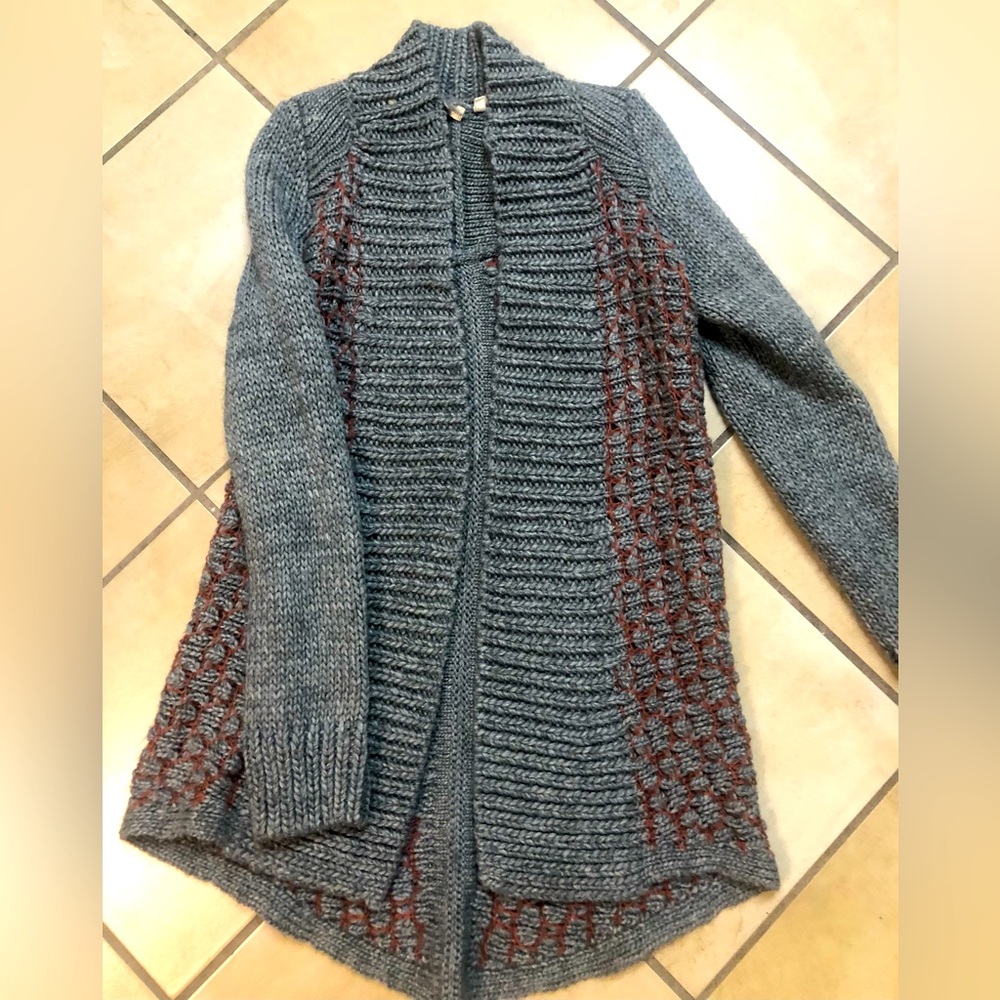 Moth Gray and Brown Open Knit Cardigan
